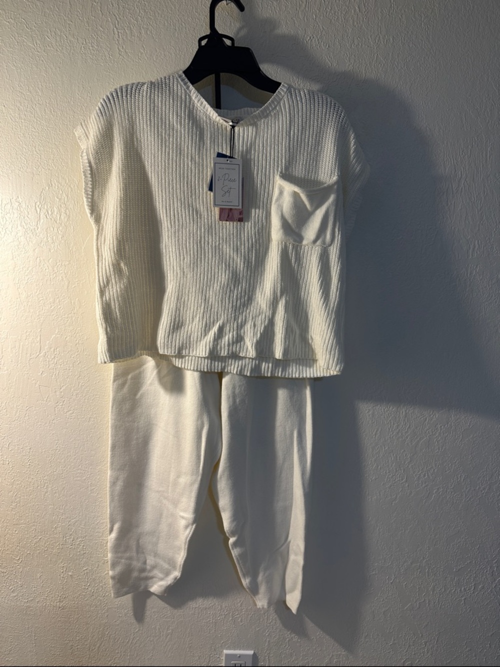 Cream Waffle-Knit Set - Soft Two-Piece